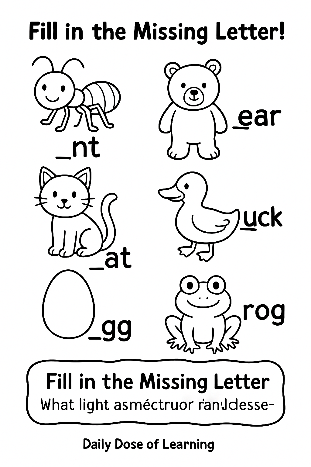 Fill in the Missing Letter worksheet preview